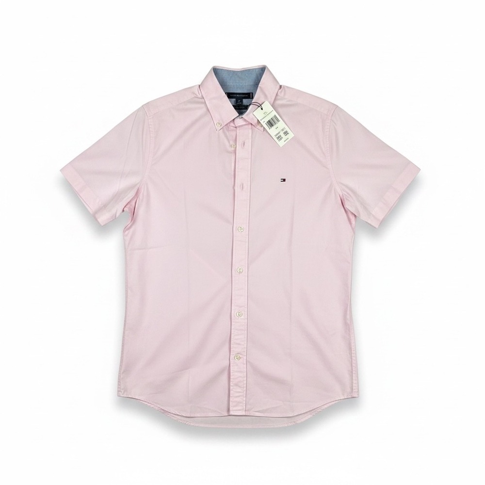 Tommy Hilfiger Mens Pink Short Sleeve Button Down Shirt XM03515 Classic Fit S